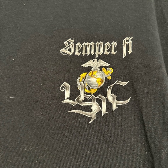 Men’s Sz: Large Semper Fi USMC Chrome Bulldog Graphic Black Short Sleeve Tee. - Picture 8 of 9